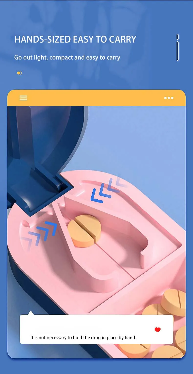 Pill Cutter With Invisible Storage Box Portable 2 In 1 Mini Drug Tablet Medicine Dustproof Divider Organizer Crusher Pill Box