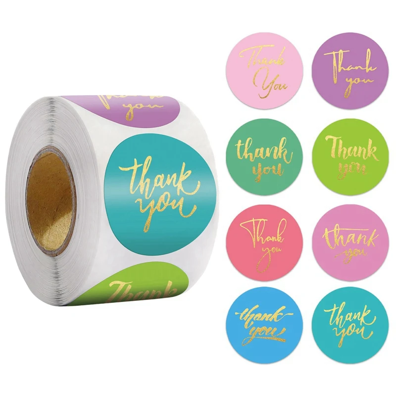50-500pcs 1inch Blue Thank You Stickers For Envelope Sealing Labels Stationery Supplies Handmade Wedding Gift Decoration Sticker