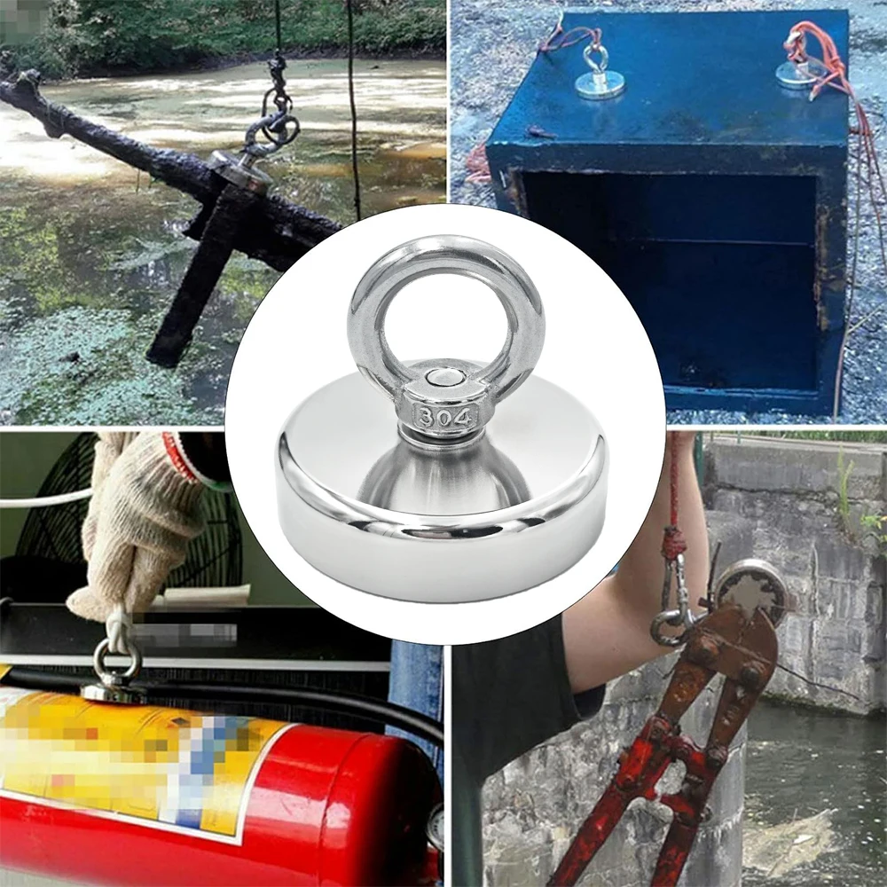 D16~D42mm Super Strong Neodymium Fishing Hook N52 Heavy Duty Rare Earth Neodymium with Countersunk Hole Eyebolt Salvage Magnetic