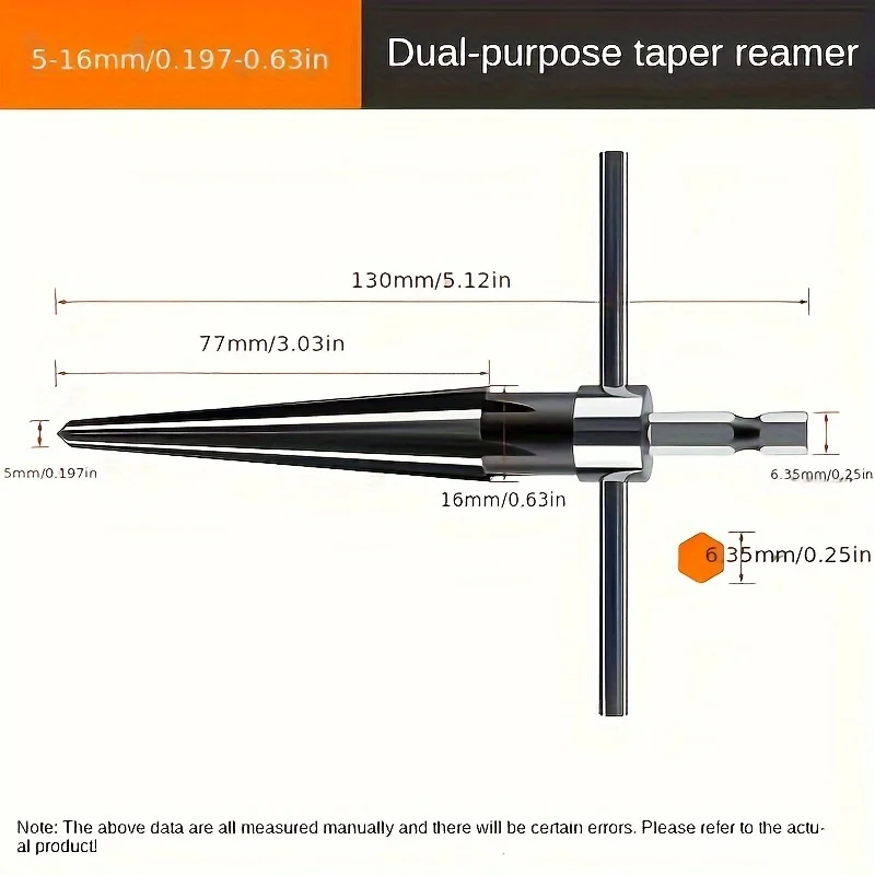 Tapered Hex Reamer, Tapered Reamer, T Handle Taper Reamer, Reamer Tool, Bridge Pin Hole Handheld T Shape Hand Reamer