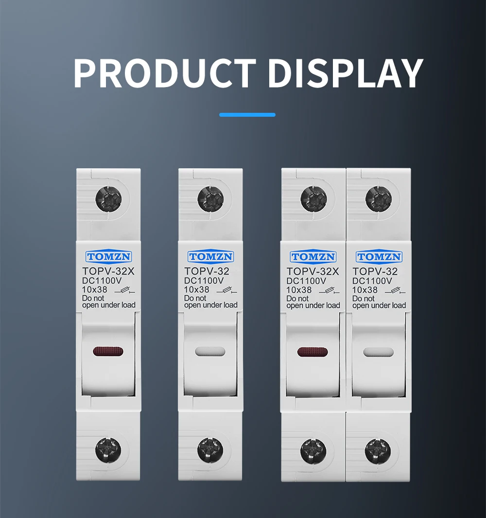 1P 2P DC Fuse Holder 10*38mm High Voltage Solar PV 1100V TOMZN TOPV-30 Base Photovoltaic System Protection Protector GPV