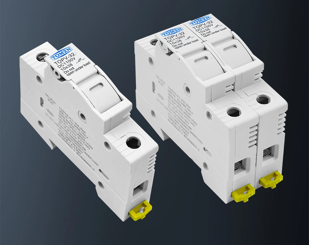 1P 2P DC Fuse Holder 10*38mm High Voltage Solar PV 1100V TOMZN TOPV-30 Base Photovoltaic System Protection Protector GPV