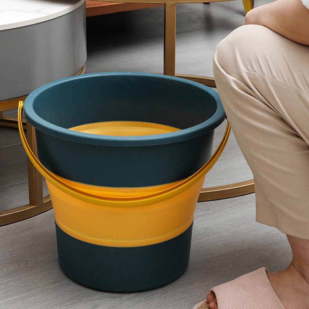 5/10/17L Portable Folding Bucket Multifunctional Thickened Silicone Bucket for Car Washing and Fishing Camping Folding Bucket