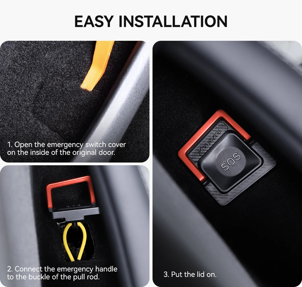 YZ For Tesla Model 3/Y/YL Highland Juniper 2021-2026 Rear Door Emergencies Safety Pull Rope Emergency Handle Car Accessory
