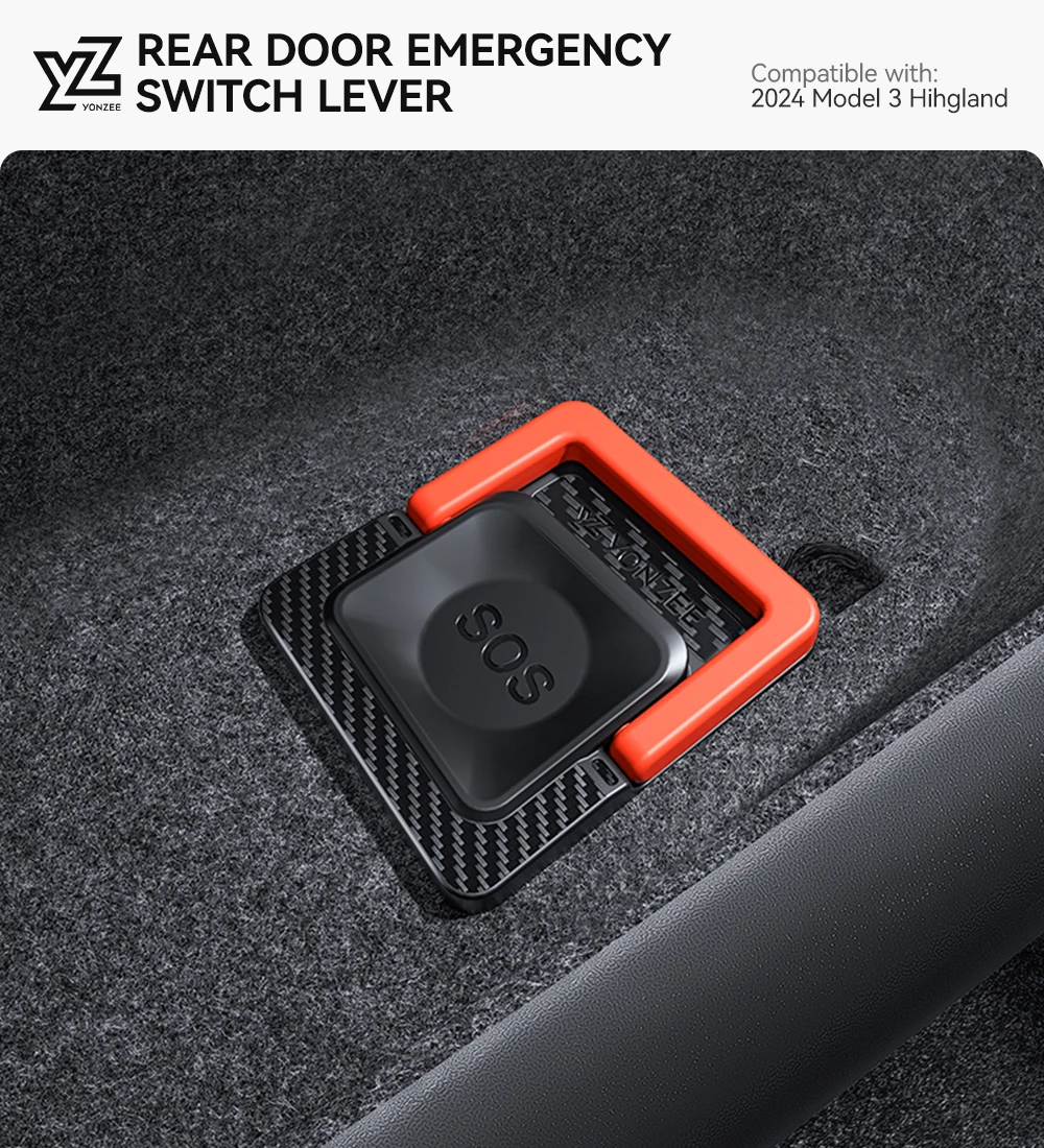 YZ For Tesla Model 3/Y/YL Highland Juniper 2021-2026 Rear Door Emergencies Safety Pull Rope Emergency Handle Car Accessory