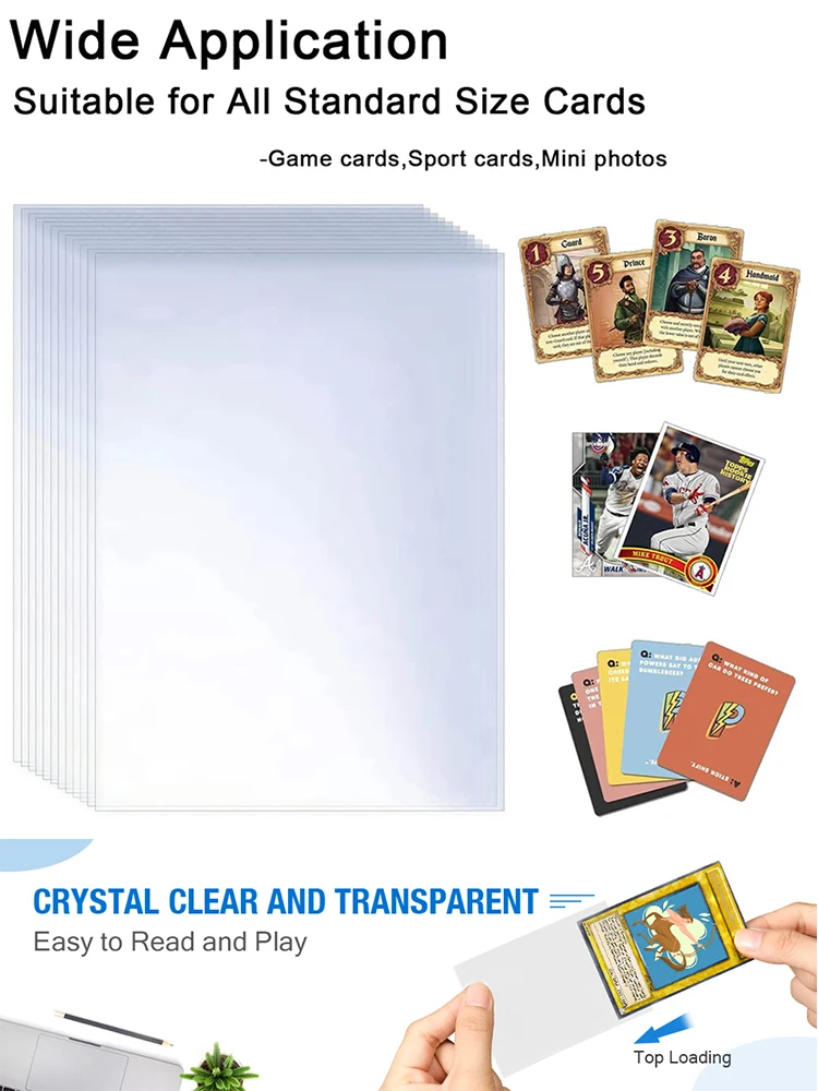 100 Pcs Transparent Playing Card Cover Clear Protector Sleeve Holder For Board Game ID Trading Folder Photo Pouch Kit