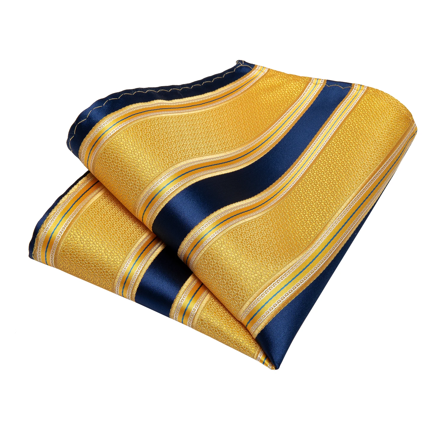Men Tie Navy Gold Striped Business Formal Necktie Handkerchief Cuffinks Ring Set Jacquard Woven Wedding Tie DiBanGu