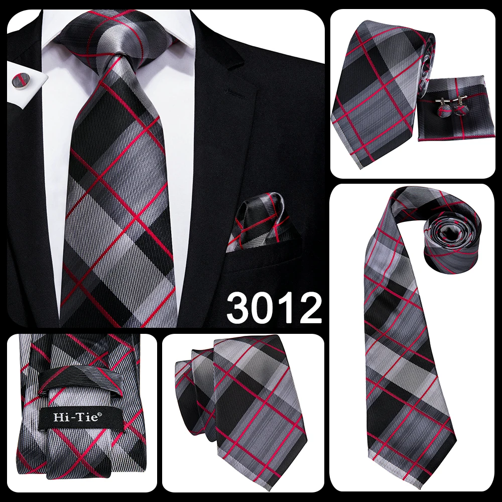 Hi-Tie 8.5cm Black Solid Striped Paisley Men's Business Tie Neck Tie for Men Fashion Luxury silk Wedding Necktie Gravatas