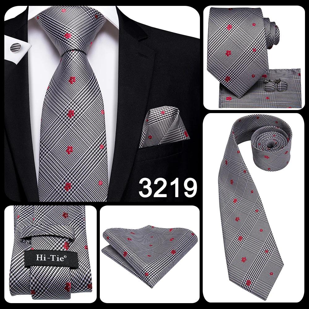 Hi-Tie 8.5cm Black Solid Striped Paisley Men's Business Tie Neck Tie for Men Fashion Luxury silk Wedding Necktie Gravatas