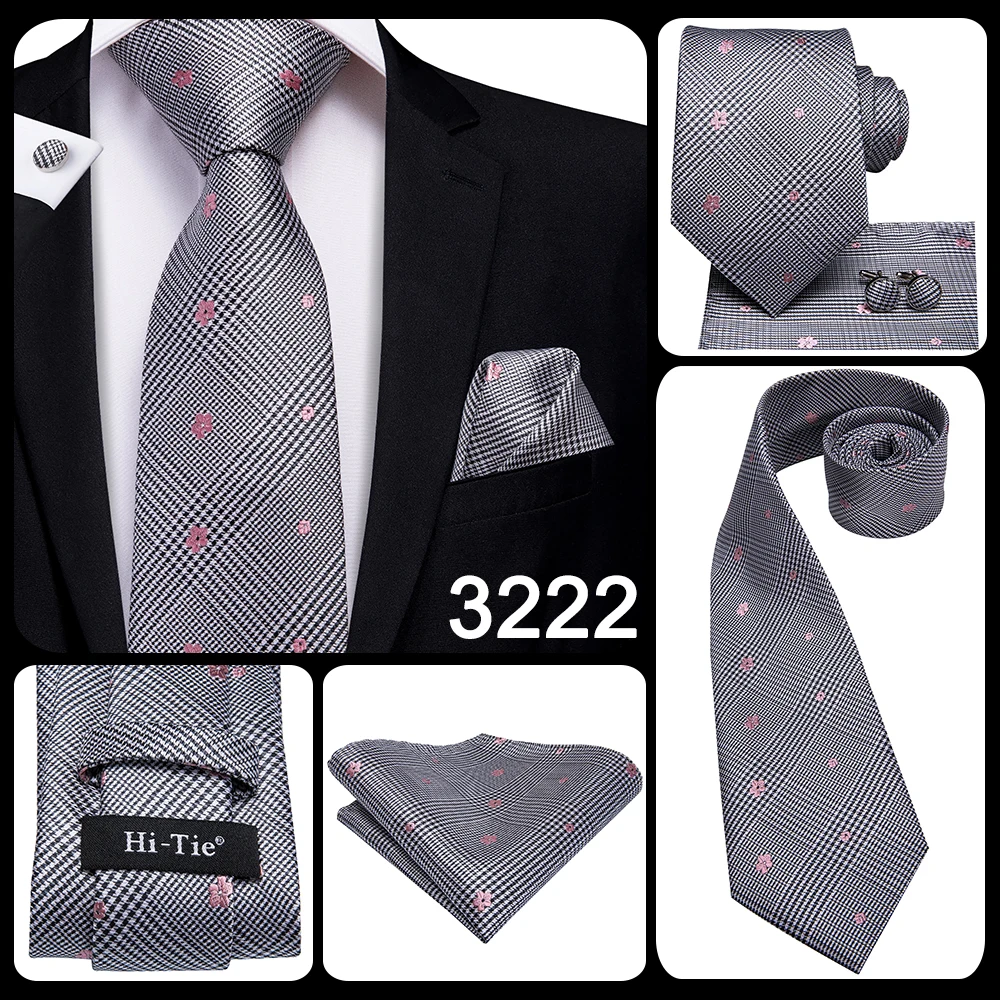 Hi-Tie 8.5cm Black Solid Striped Paisley Men's Business Tie Neck Tie for Men Fashion Luxury silk Wedding Necktie Gravatas