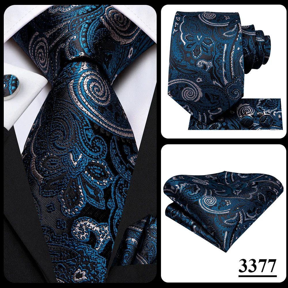 Hi-Tie Mens Necktie Luxury Orange Blue Novelty Wedding Tie For Men Hanky Cufflink Gift Tie Set Business Party Dropshipping