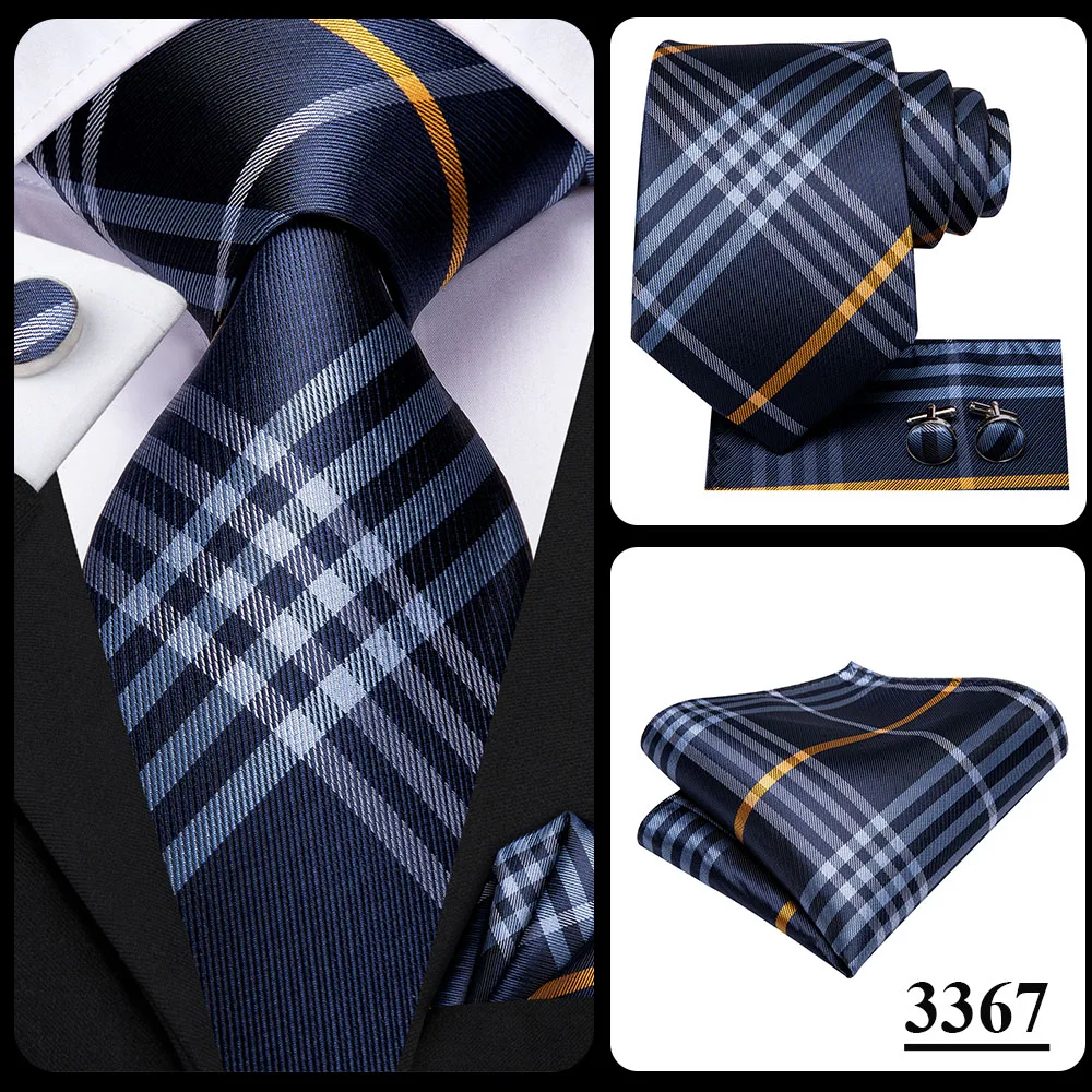 Hi-Tie Mens Necktie Luxury Orange Blue Novelty Wedding Tie For Men Hanky Cufflink Gift Tie Set Business Party Dropshipping