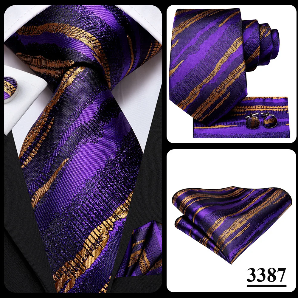 Hi-Tie Mens Necktie Luxury Orange Blue Novelty Wedding Tie For Men Hanky Cufflink Gift Tie Set Business Party Dropshipping
