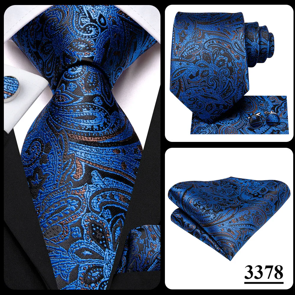Hi-Tie Mens Necktie Luxury Orange Blue Novelty Wedding Tie For Men Hanky Cufflink Gift Tie Set Business Party Dropshipping
