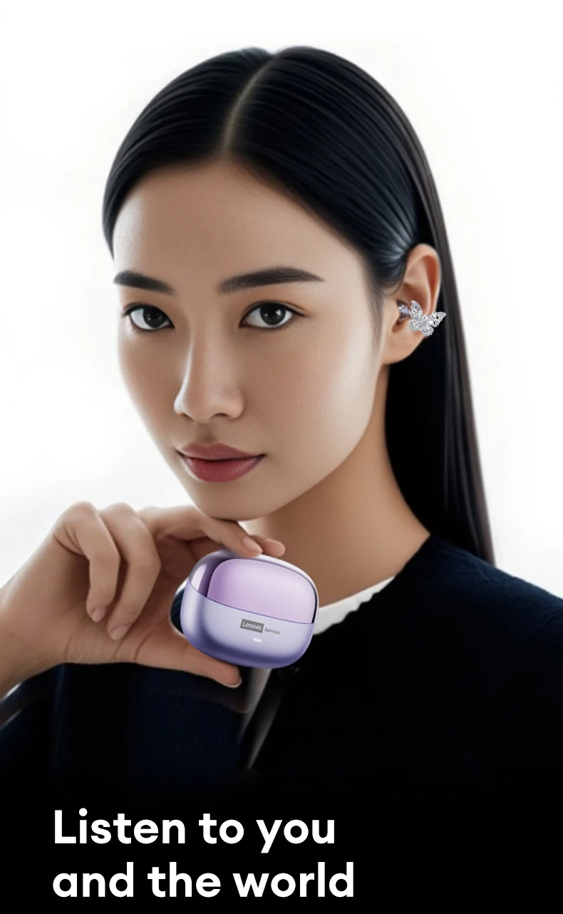 Choice Lenovo LE302 OWS Ear Clip Wireless Earphones Low Latency HD Call Bluetooth Headphones HiFi Music Sport Fashion Earbuds