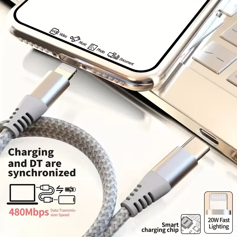 1PC 2PCS MFi Certified Fast Cable durable Nylon Braided Cord USB C to Lightning Cable Fast Charging Data for iPhone 14 13 12 11