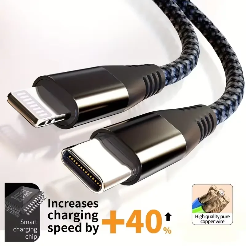 1PC 2PCS MFi Certified Fast Cable durable Nylon Braided Cord USB C to Lightning Cable Fast Charging Data for iPhone 14 13 12 11