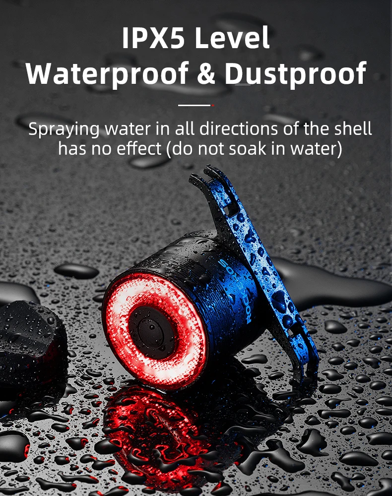ROCKBROS Smart Brake Bicycle Tail Light MTB Road Seatpost Saddle Bike Rear Light Waterproof USB Charging Cycling Taillight