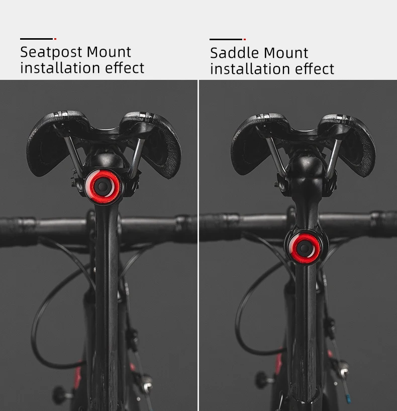 ROCKBROS Smart Brake Bicycle Tail Light MTB Road Seatpost Saddle Bike Rear Light Waterproof USB Charging Cycling Taillight