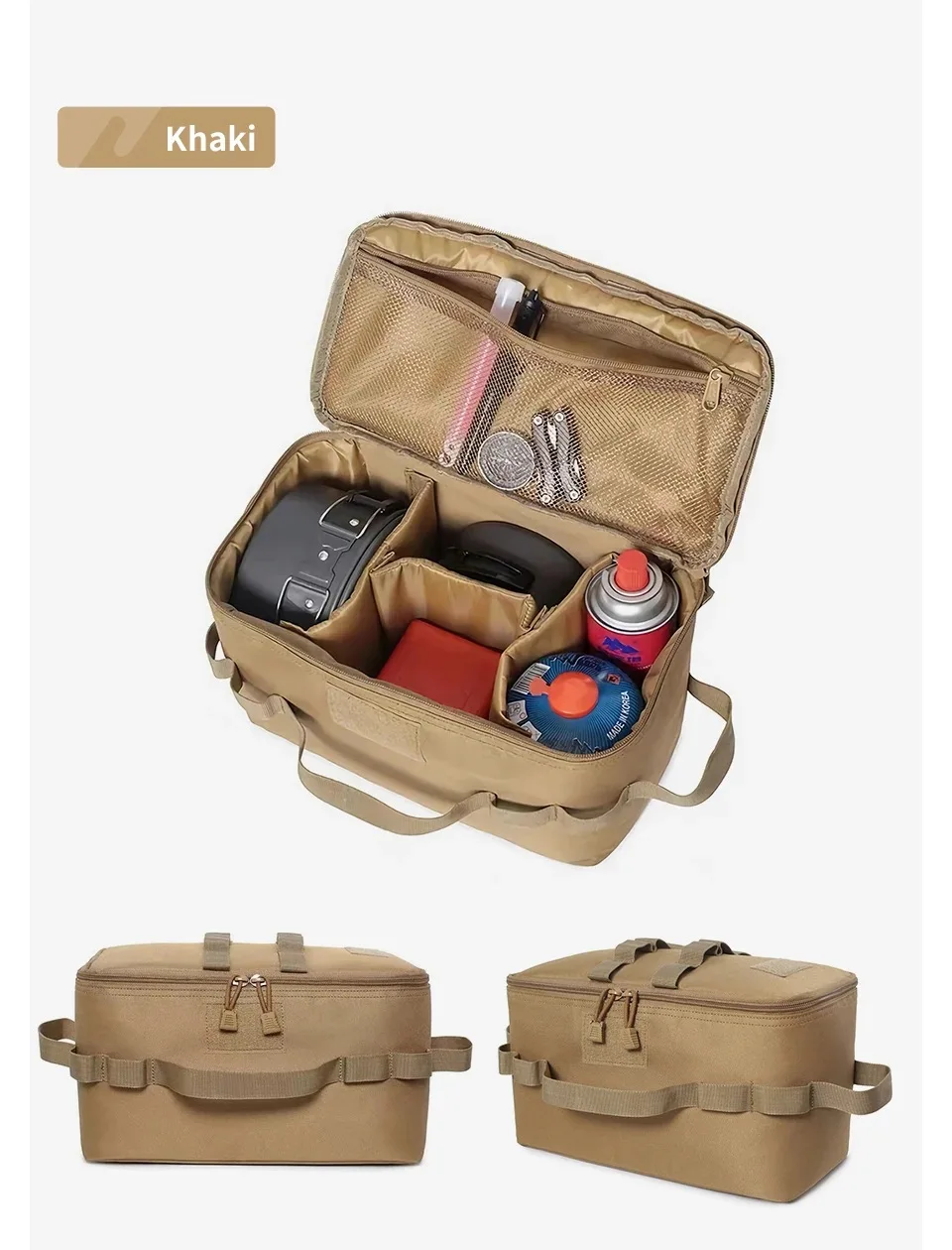 Outdoor Camping Gas Tank Storage Bag Large Capacity Ground Nail Tool Bag Gas Canister Picnic Cookware Utensils Kit Bag