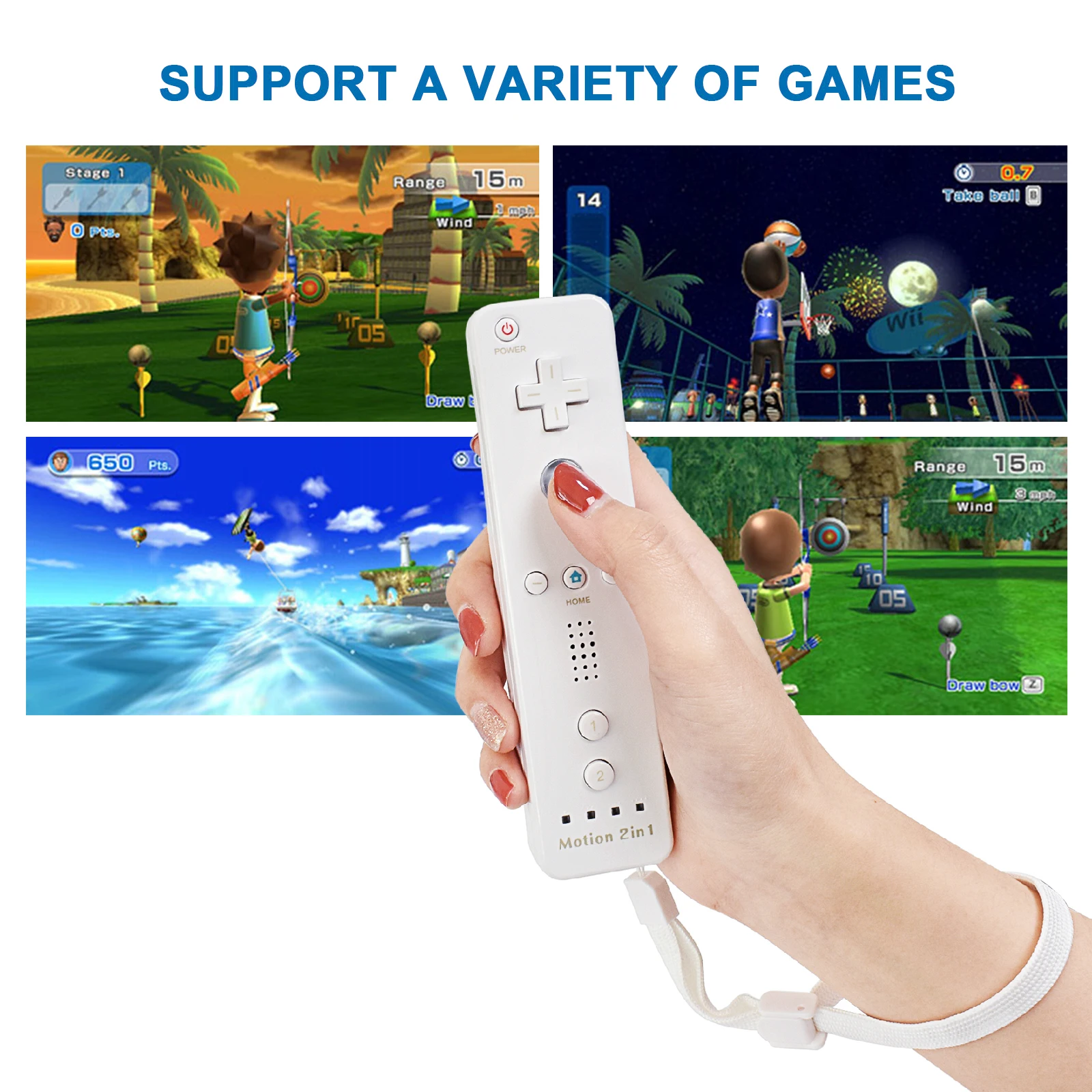 2 in 1 For Nintendo Wii Controller Set Optional Motion Plus Joystick Wireless Remote Gamepad with Silicone Case Video Game