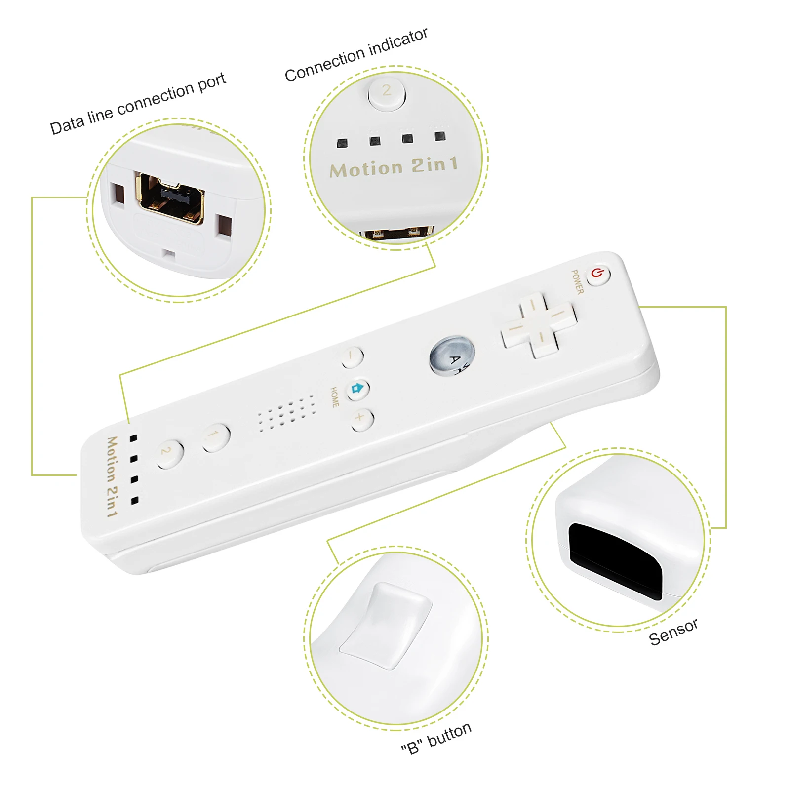 2 in 1 For Nintendo Wii Controller Set Optional Motion Plus Joystick Wireless Remote Gamepad with Silicone Case Video Game