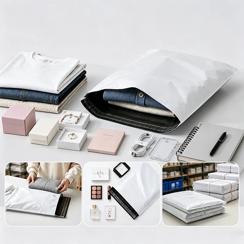 50Pcs Envelope Bag Plastic Express Envelope Storage Bag Gray White Mailing Bag Self Adhesive Sealed Packaging Pouch Express Bag