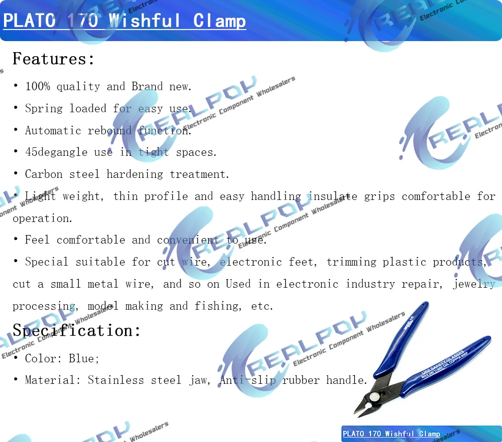 PLATO 170 Wishful Clamp DIY Electronic Diagonal Pliers Side Cutting Nippers Wire Cutter 3D Printer Parts