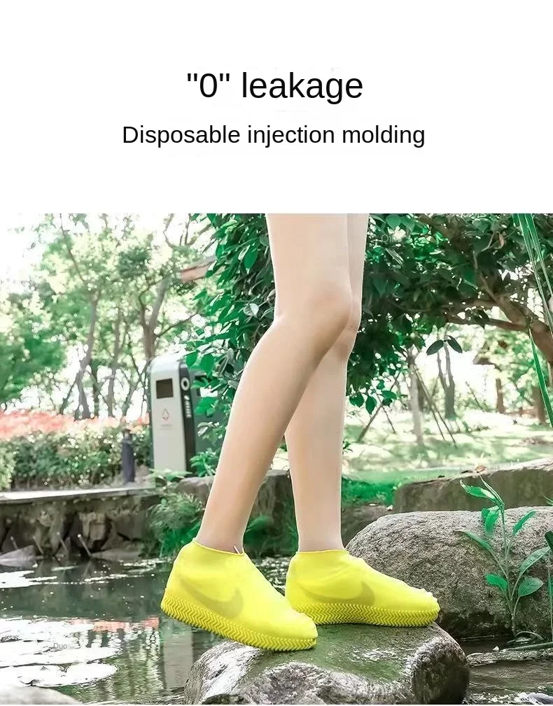 1 Pair Silicone WaterProof Shoe Covers Lip-resistant Rubber Rain Boot Rain Gear Overshoes Accessories for Outdoor Rainy Day