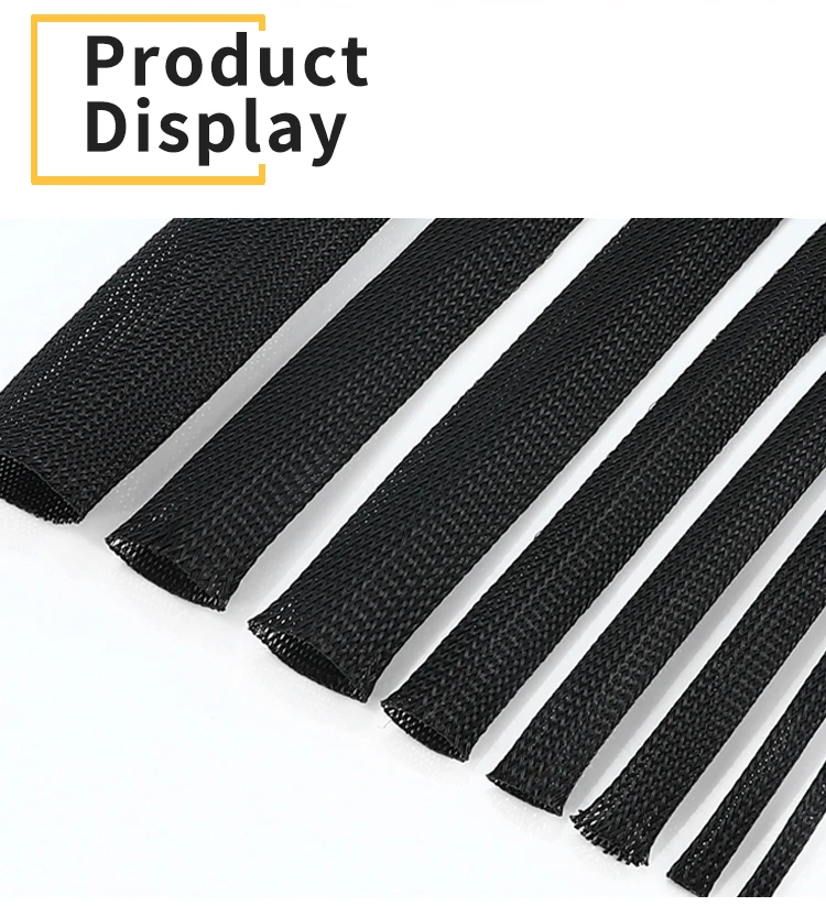 1/5/10M Black Insulated Braid Sleeving 6/8/10/30mm Tight PET Wire Cable Gland Protection Cable Sleeve Flame Retardant Nylon Tube