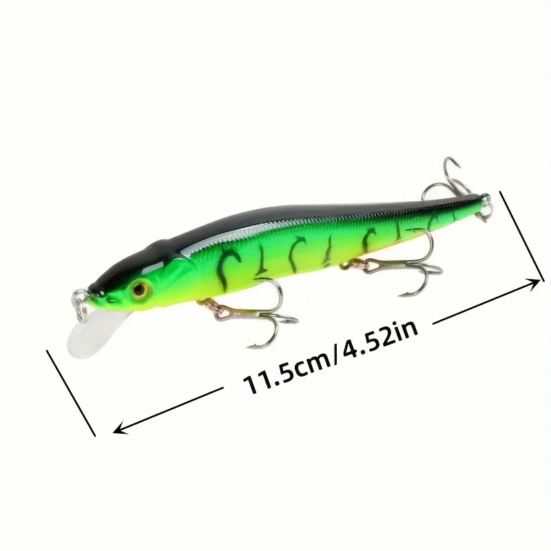 1pc 4.52inch/0.49oz Plastic Simulation Lure, Minnow Hard Bait With 3 Treble Hooks, Artificial Bait For Pike Carp