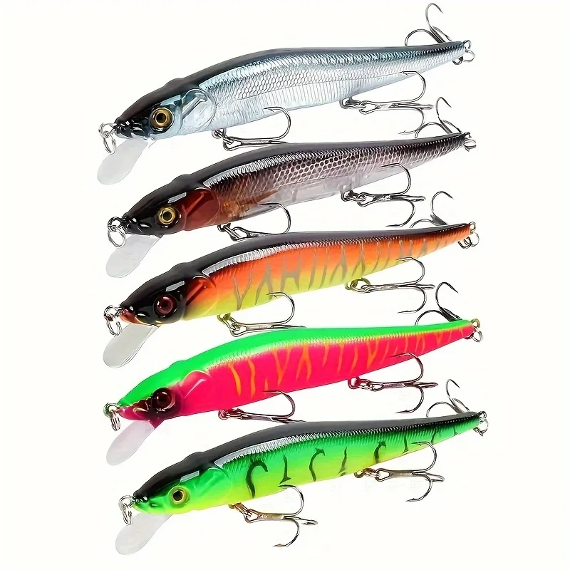 1pc 4.52inch/0.49oz Plastic Simulation Lure, Minnow Hard Bait With 3 Treble Hooks, Artificial Bait For Pike Carp
