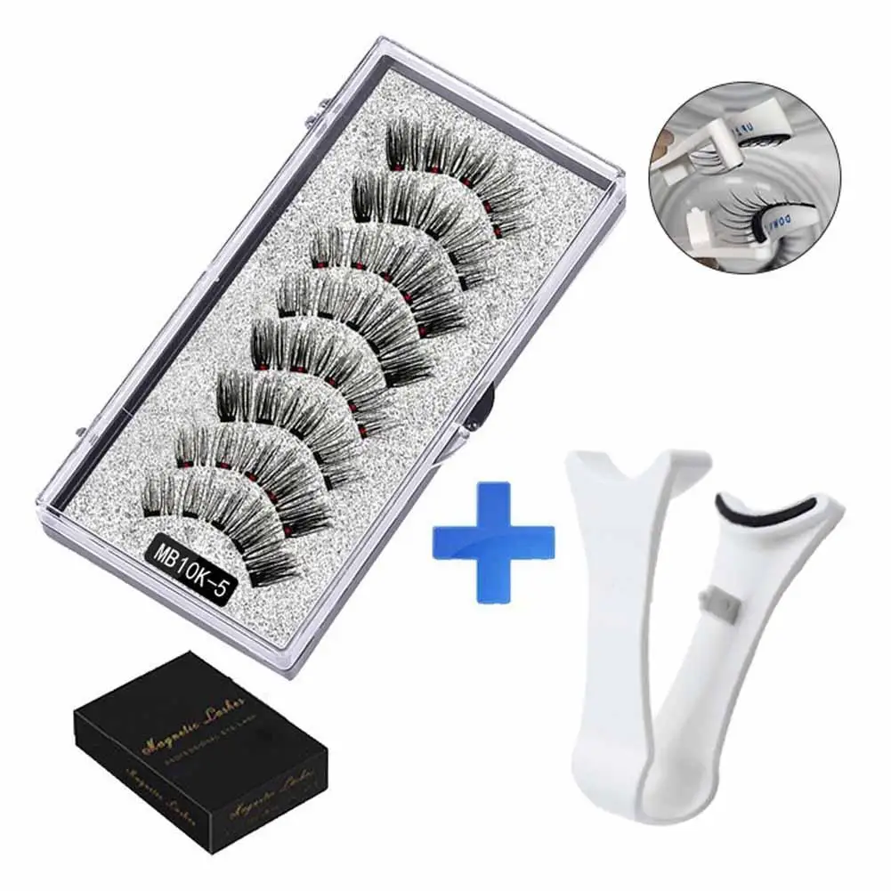 3D Natural Magnetic Eyelashes,With 5 Magnetic Lashes Shipping Box Eyelashes Handmade False Gift Reusable Support Drop Magne T6N2