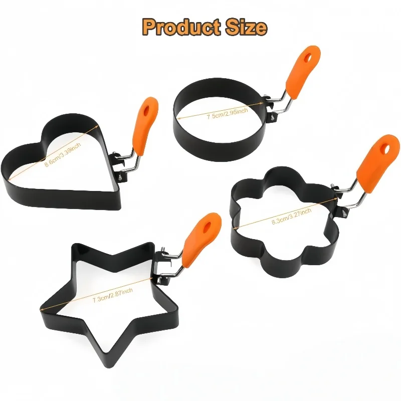 Anti-scald Egg Fried Ring Professional Stainless Steel Nonstick Round Pancake Mold Cooking Egg Mould Breakfast Sandwich Tools