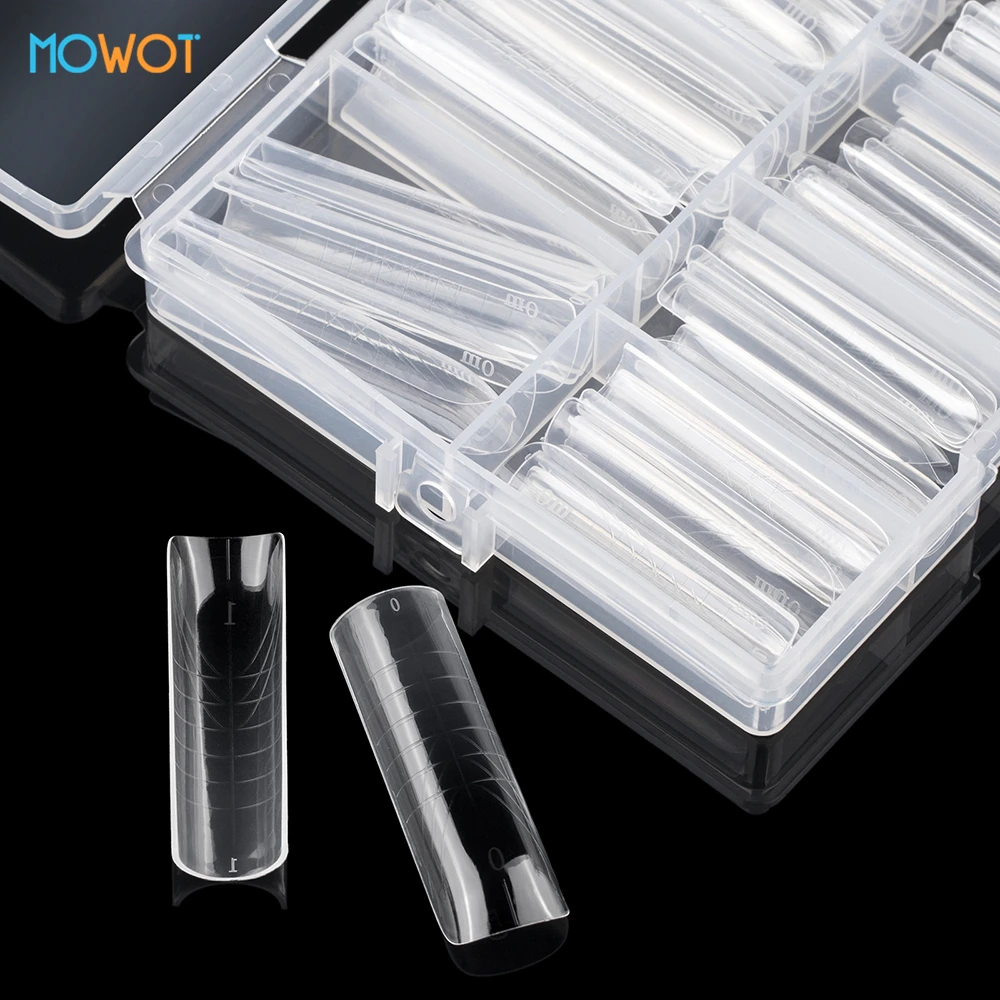 MOWOT New Square Dual Nail Form Extension False Nail Tips Quick Building Gel Molds Full Cover Large Size Acrylic Nail Top Forms