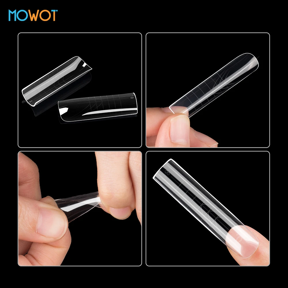 MOWOT New Square Dual Nail Form Extension False Nail Tips Quick Building Gel Molds Full Cover Large Size Acrylic Nail Top Forms