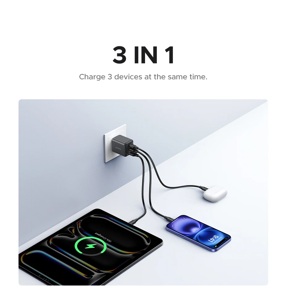 【US Plug】UGREEN 20W 30W GaN Charger Mini PD 3.0 USB C Phone Charger For iPhone 16 15 14 Pro Samsung S25 Xiaomi Tablet iPad Air