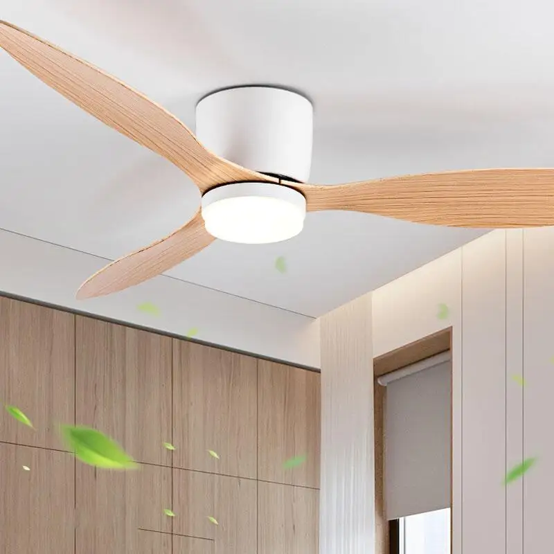 42 52 Inch Ceiling Fans With Lights Led 3 Color 6 Speeds DC Motor Fans Remote Control Low Floor Decorative Fans With Lighting