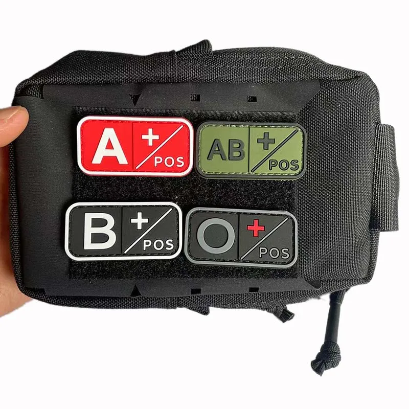 Small Patch with Hook,PVC Blood Type A B AB O POS NEG Emblemen,Patches Military Tactical Badges on Backpack,Outdoor Equipment