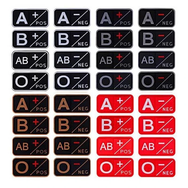 Small Patch with Hook,PVC Blood Type A B AB O POS NEG Emblemen,Patches Military Tactical Badges on Backpack,Outdoor Equipment
