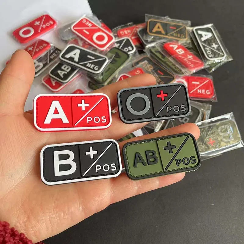 Small Patch with Hook,PVC Blood Type A B AB O POS NEG Emblemen,Patches Military Tactical Badges on Backpack,Outdoor Equipment