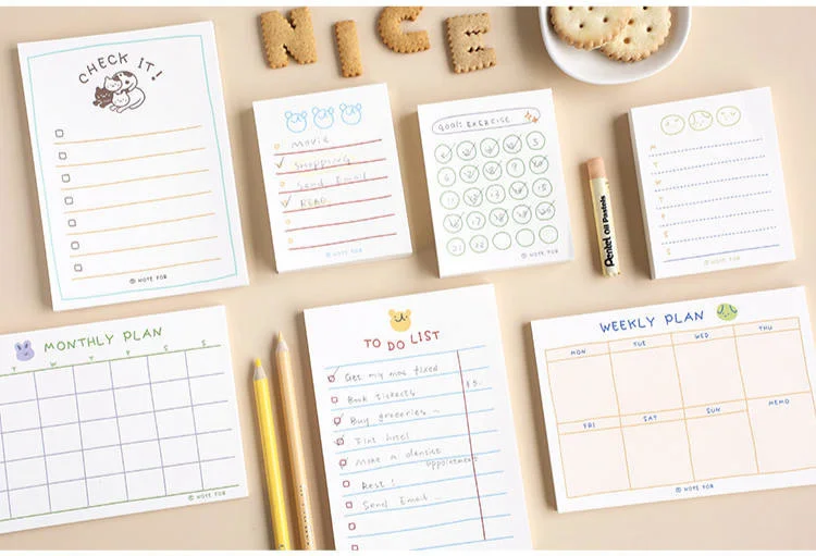 JIANWU 100sheets/50sheets Cute Plan Series Memo Pad Kawaii To Do List Weekly Plan Daily Plan Stationery School Office Supplies