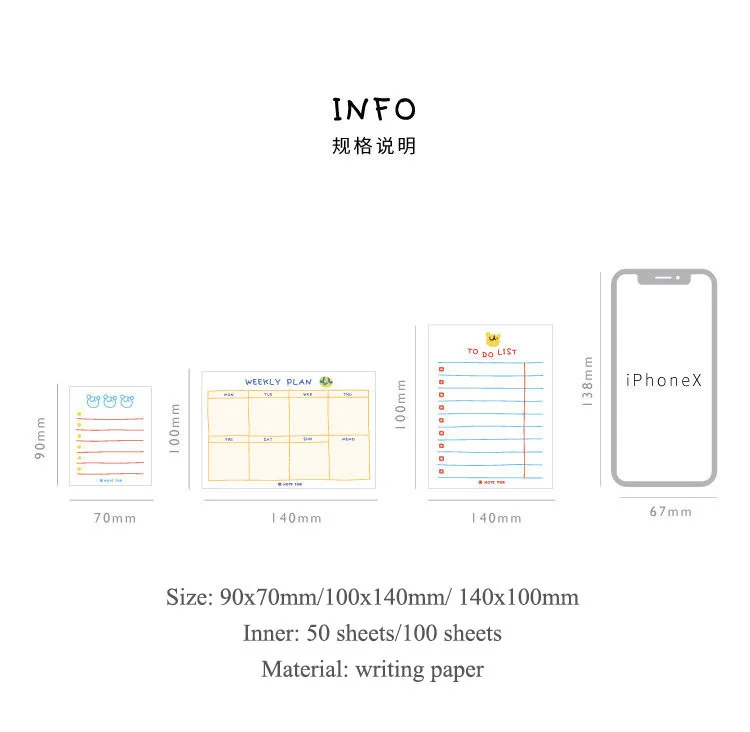 JIANWU 100sheets/50sheets Cute Plan Series Memo Pad Kawaii To Do List Weekly Plan Daily Plan Stationery School Office Supplies