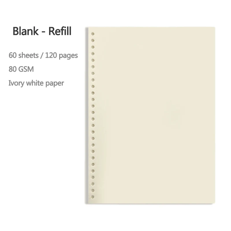 A5 B5 20Holes Loose-Leaf Notebook Refill 60Sheet Spiral Binder Paper Index Inside Page Dot Grid Blank Connell Stationery