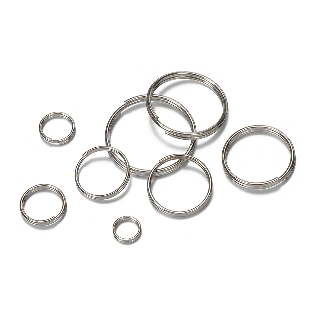 50pcs/lot Metal Keyring Blank Circle for DIY Keychain Jewelry Making 6-20mm Key Holder Split Ring Connector Accessories