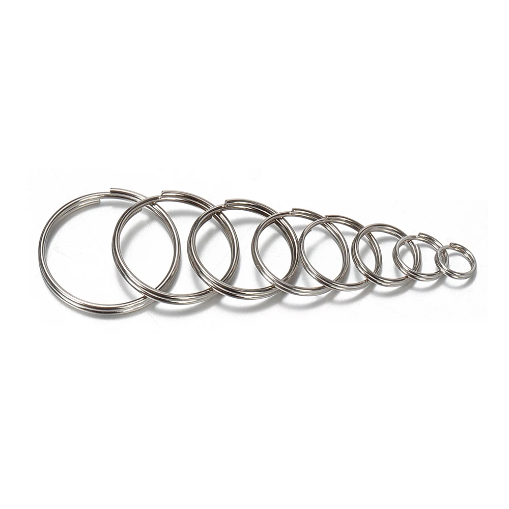 50pcs/lot Metal Keyring Blank Circle for DIY Keychain Jewelry Making 6-20mm Key Holder Split Ring Connector Accessories