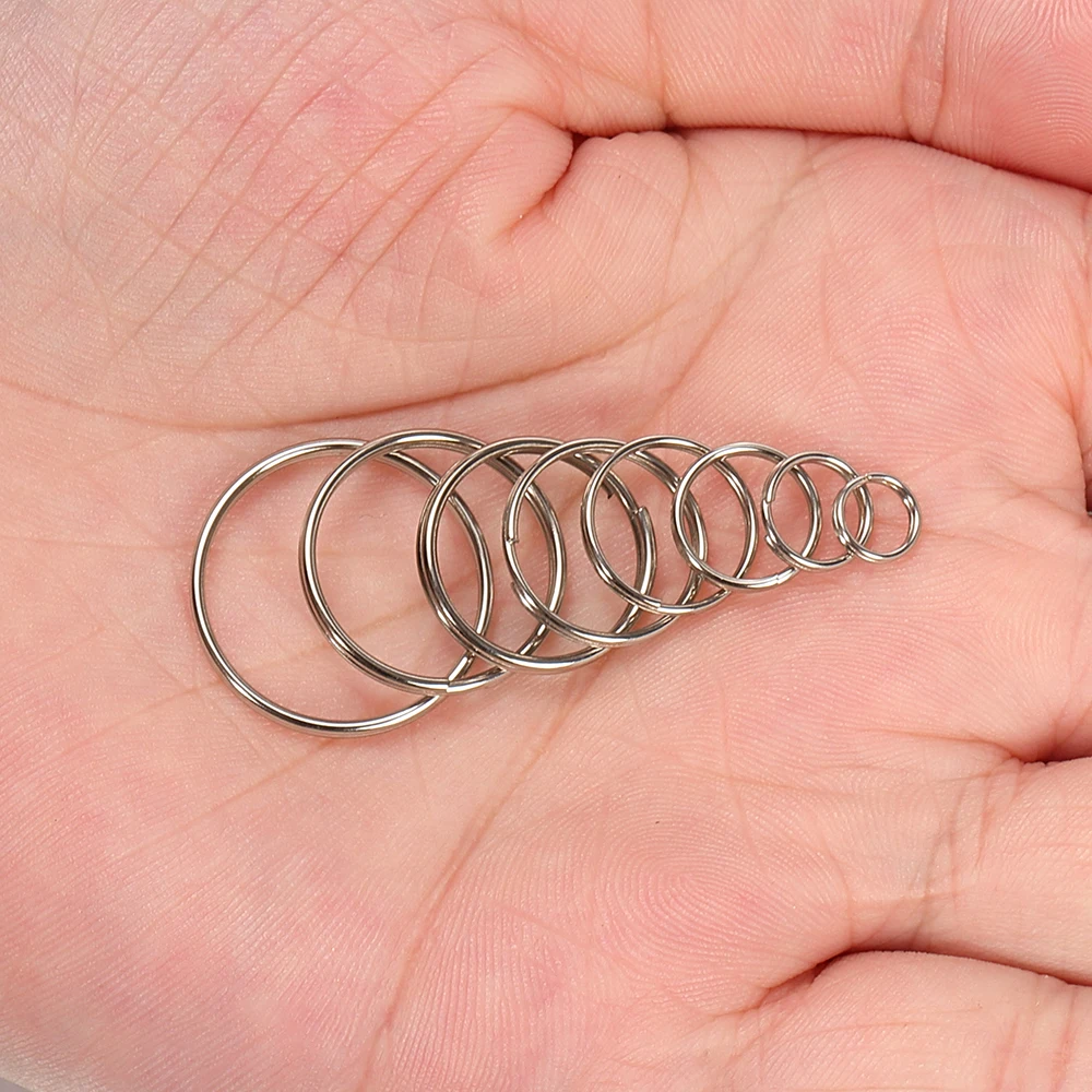 50pcs/lot Metal Keyring Blank Circle for DIY Keychain Jewelry Making 6-20mm Key Holder Split Ring Connector Accessories