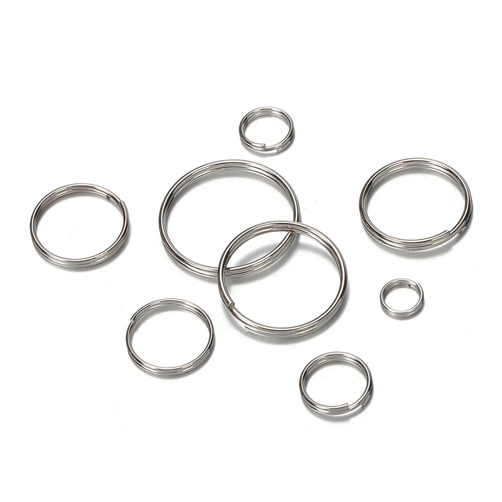50pcs/lot Metal Keyring Blank Circle for DIY Keychain Jewelry Making 6-20mm Key Holder Split Ring Connector Accessories