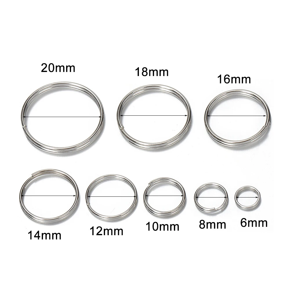 50pcs/lot Metal Keyring Blank Circle for DIY Keychain Jewelry Making 6-20mm Key Holder Split Ring Connector Accessories
