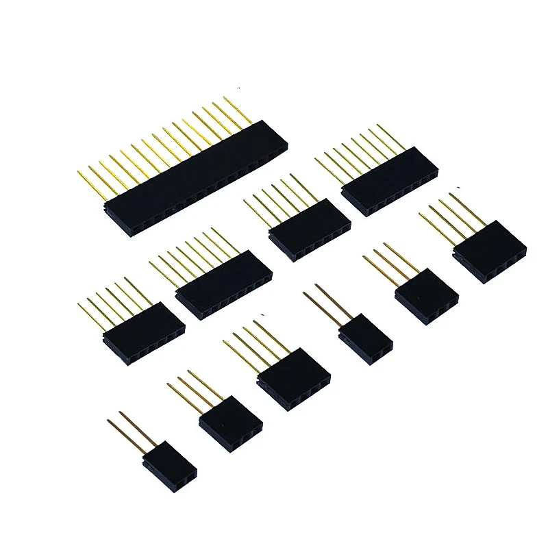 10-100pcs 1X2/3/4/6/8/10/15 Pin 2.54MM Stackable Long Legs Femal Header For Arduino Shield Stlxy